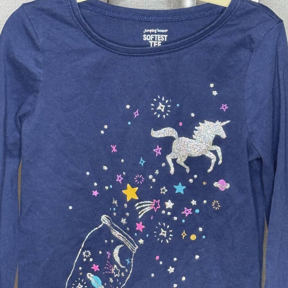 Jumping Beans - Girls Long Sleeve Unicorn Shirt - Size 6